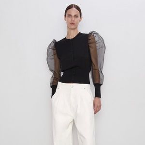 Zara Organza Jacket with Voluminous Sleeves